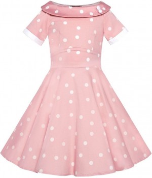 Dolly & Dotty - Kids Darlene Polka Dot Swing Dress in rosa